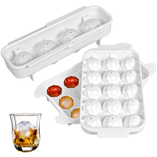 3 Stück Eiswürfelform, Eiskugelform Eiswürfelbehälter PP Eiswürfelformen Ice Cube Tray Eiswürfel Form BPA Frei für Whisky Cocktails Saft Babynahrung Süßigkeit (4-Fach &15-Fach) von Naapesi