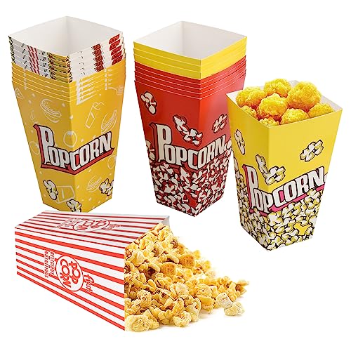 30 Stück Kino Popcorn Container, Snacks Popcorn Schachteln aus Karton, 28oz Popcorn Boxen mit Zarten Mustern, Popcorntüten Leicht zu Montierende, Popcorn Behälter für Kinder, Partys, Filmabende von Naapesi