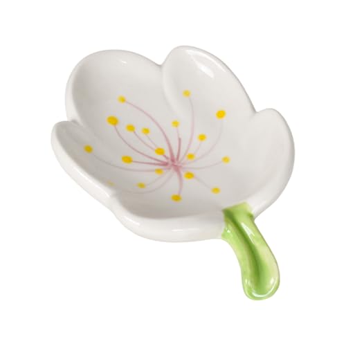 Blume Seifenschale Keramik, Seifenschale mit Ablauf Niedlich, Verzierungen Seifenhalter, Kreativ Abtropfbarer Seifenschalenhalter (Tulpe, Weiß) von Naapesi