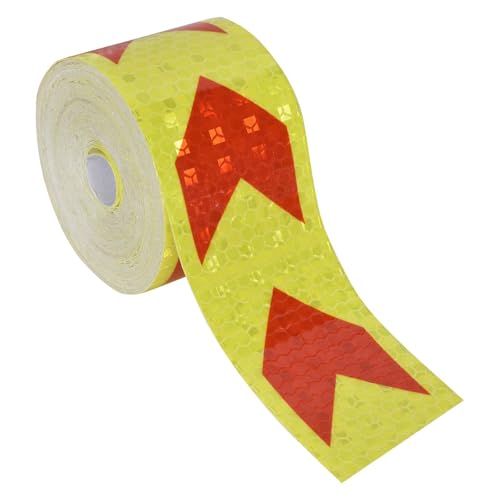 Hoch sichtbares Reflektierbares Warnband - Selbstklebende Sicherheitsstreifen für den Schutz Tags und Nachts (Rot/Gelb, 10m x 5cm) von Naapesi