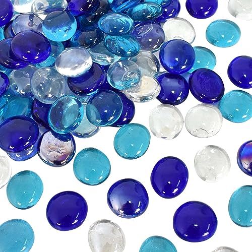 Naapesi 120 Stück Glasnuggets Bunt Klar Blau Glassteine Deko Muggelsteine Dekosteine Gemischte Farbe Flache Steine Glaskiesel für Kinder Jugendliche zur Schatzsuche Heimdekoration Cabochon Deko von Naapesi