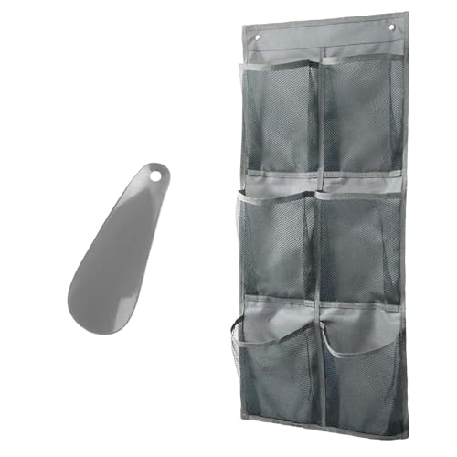 Naapesi Schuhorganizer für die Tür – 6 Fächer Schuhregal aus Atmungsaktivem Mesh, Platzsparend & Vielseitig (37x25 cm) – Inkl. 2 Metallhaken & Schuhlöffel – Ideal für Schuhe bis Größe 45 von Naapesi