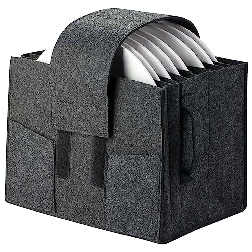 Praktische Teller Aufbewahrung - Filz Tassenhalter für 8 Teller, Ordentlicher Schubladenorganizer für Wohnmobil, Camping, Schublade,Regal und Schrank - 27 * 20 * 18 cm (Grau) von Naapesi