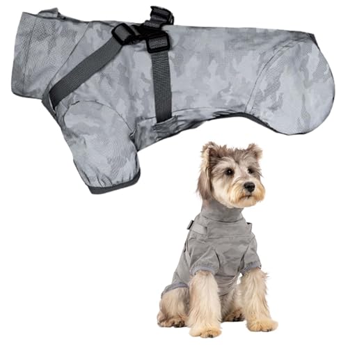 Regenmantel Hunde, Hunderegenmantel wasserdichte Hunderegenjacke mit Eingebautem Geschirr, Verstellbar mit Reflektierenden Streifen für Kleine Mittelgroße und Große Hunde, Camouflage (M) von Naapesi