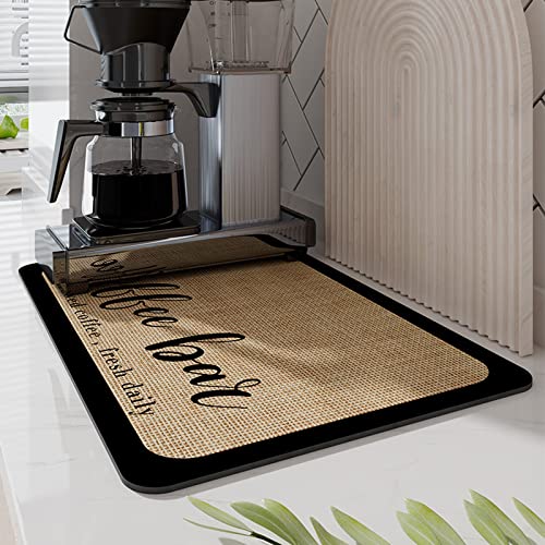 Naapesi Schnelltrocknend Kaffeemaschine Abtropfmatte, Waschfreies Saugstarke Trockenmatte, Anti-Rutsch Schnelltrocknend Abtropfmatte Geschirr für Küche, Firmenspeisekammer 30 * 40cm(Kaffee) von Naapesi