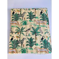 Handgemachte Kantha Quilt Safari Tiger Baumwolle Tagesdecke Für Die Frau von Naazcreation