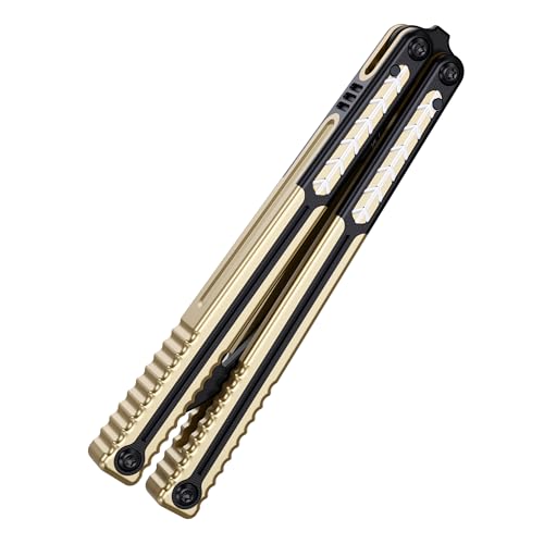 Nabalis X Will Hirsch Vulp Pro Butterfly Knife Balisong Trainer, G10 & 7075 AL Handle, Unsharpened, for Practicing Flipping, Blunt Practice, No Edge Tool von Nabalis