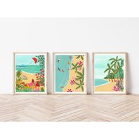 3Er Set Reise Kunstdrucke, Mexiko Kunstdruck, Einzugsgeschenk, Strand Ozean Kunstdruck von NabeelaRumi