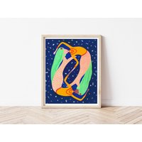 Meerjungfrauen Wandbild, Bilderdruck, Zwillingsschwester Geschenk, Kunst, Wandbild Für Zwillingsschwester, Mutter von NabeelaRumi