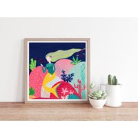 Meerjungfrau Kunstdruck, Kinderzimmer Kunst Für Mädchen, Helle Wandkunst, Dekor, Unter Dem Meer Babyzimmer von NabeelaRumi