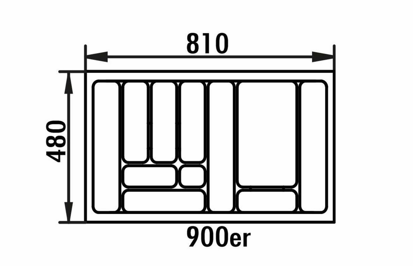 Naber Besteckkasten Besteckeinsatz 5 für 90 cm Schrank, 810 x 480 mm von Naber