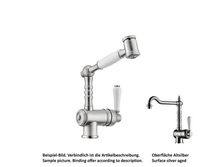 Naber Küchenarmatur LINEA Küchenarmatur Passato 4 mit herausziehbarer Schlauchbrause, Altsilber matt von Naber