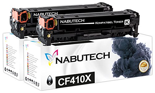 2 Nabutech Toner als Ersatz für HP CF410X CF410A kompatibel mit HP Color Laserjet Pro M452nw, M452dn Toner, Pro MFP M377dw, M477fnw Toner, MFP M477fdn Toner | Geprüft nach ISO-Norm 19798 | von Nabutech