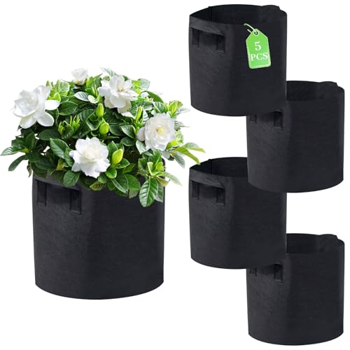 Nacaio Pflanzsäcke - Wiederverwendbarer Kartoffelsack mit Griffen Pflanzentopf für Tomaten Balkone Kartoffeln Blumen Pflanzen Gemüse (5 x 20L) von Nacaio