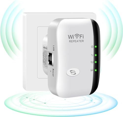 WLAN Verstärker, WLAN Repeater 300 Mbit/s 2.4 GHz WiFi Extender Booster, WiFi Verstärker mit Repeater/AP Modus und WPS-Funktion,Internet Verstärker bis zu 3650 sq.ft und 35+ Geräten (Weiß) von Nacaio