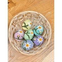 6Er Set Ostereier Bestickt Aus Filz I Osterschmuck Osterdeko Osterhase Osterstrauß Filzeier Pastellfarbene Ostern von NachaInterior