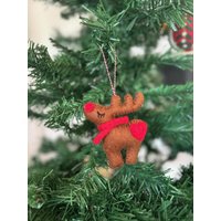 Weihnachtsanhänger Rudolf Das Rentier I Filz Christbaumschmuck Weihnachtsdeko Rote Nase Deko von NachaInterior