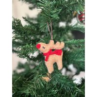 Weihnachtsanhänger Rudolf Das Rentier I Filz Christbaumschmuck Weihnachtsdeko Rote Nase Deko von NachaInterior