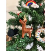 Weihnachtsanhänger Rudolf Das Rentier I Filz Christbaumschmuck Weihnachtsdeko Rote Nase Deko von NachaInterior