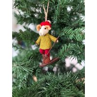 Weihnachtsanhänger Skifahrer Maus I Christbaumschmuck Weihnachtsdeko Winter Weihnachtsbaum Weihnachtsmaus von NachaInterior