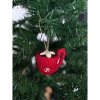 Weihnachtsanhänger Tasse I Christbaumschmuck Weihnachtsdeko Winter Weihnachtsbaum Weihnachtstasse Filz Weihnachtliche Kaffeetasse von NachaInterior