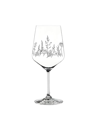 Nachtmann 2-teiliges Weingläser-Set, Spritzgläser mit floralem Design, Kristallglas, 630 ml, Black, Tattoo Botanical, 105723 von Nachtmann