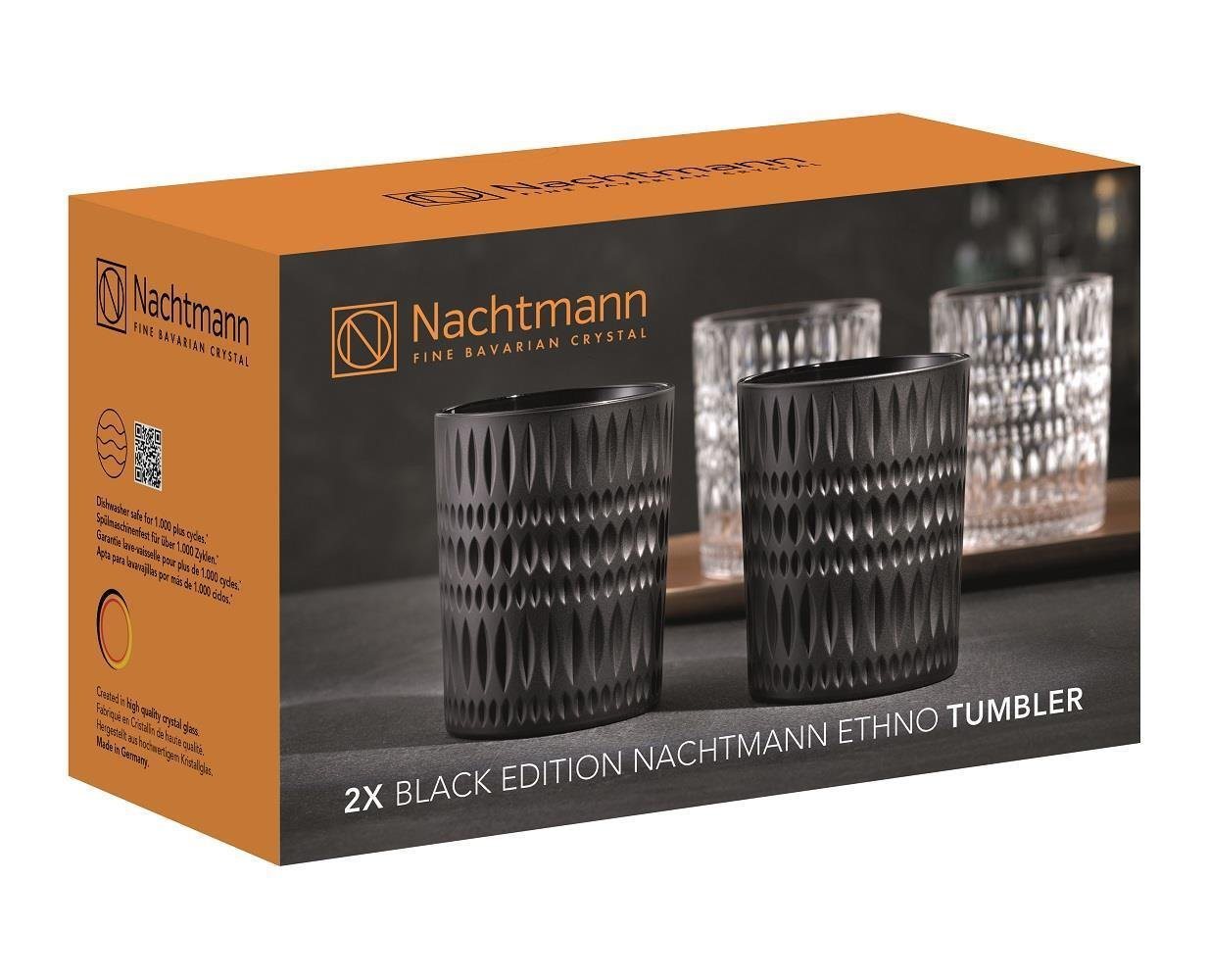Nachtmann Schnapsglas Nachtmann Ethno Whiskybecher Black Edition 2er Set, Kristallglas von Nachtmann
