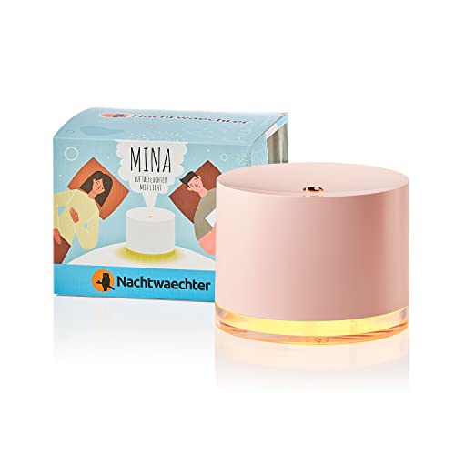 MINA - Spitzen Design-Luftbefeuchter mit je 2 Licht- und Nebel-Funktionen | Akkubetrieben | Flüsterleise | Nachtlicht mit Akku (Pink) von Nachtwaechter