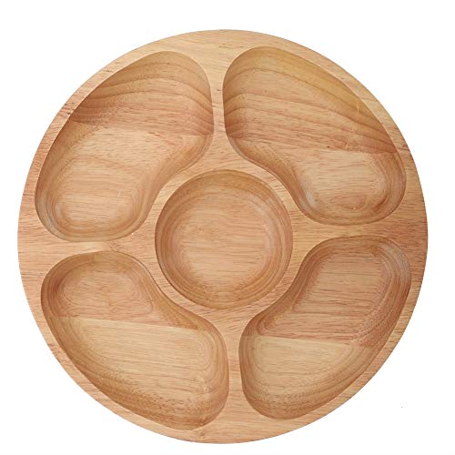 Runder, Unterteilter Snackteller aus Holz – Geteiltes Serviertablett Mit Fächern – Geschirr Und Servierplatte(25cm) von Nachukan