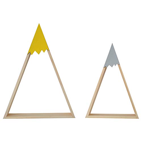 Nacnic Set von Zwei nordisch Stil wandregale | gelb und grau | dreieckiges Regale aus MDF-Holz | kinderzimmer, Wohnzimmer und Baby-Regale | medium und groß größen. von Nacnic