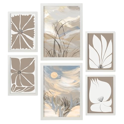 Nacnic 6er-Set Latente Natur Poster. In Kulissen Abstracts. Ästhetische dekorative Gemälde für Ihr Wohnzimmer, Schlafzimmer, Zuhause Größen A4 und A3 mit weißen Rahmen von Nacnic