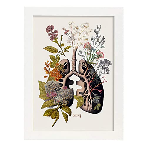 Nacnic Anatomisches Poster der Bronchien Illustration menschlicher Körperteile mit Blumen A3 Weißer Rahmen Nacnic Anatomisches Poster der Bronchien Illustration menschlicher Körperteile mit Blumen A3 Weißer Rahmen von Nacnic