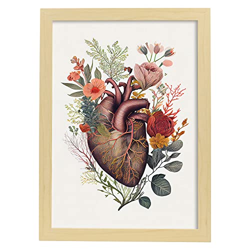 Nacnic Anatomisches Poster eines Herzens auf weißem Hintergrund bunte Illustration menschlicher Körperteile mit Blumen A3 Leichter Holzrahmen Nacnic Anatomisches Poster eines Herzens auf weißem Hintergrund bunte Illustration menschlicher Körperteile mit Blumen A3 Leichter Holzrahmen von Nacnic