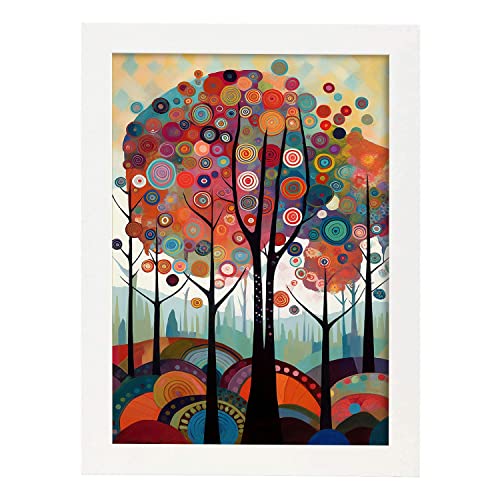 Nacnic Bäume Poster mit dekorativem Hintergrund von Rosina Wachtmeis A3 Weißer Rahmen von Nacnic