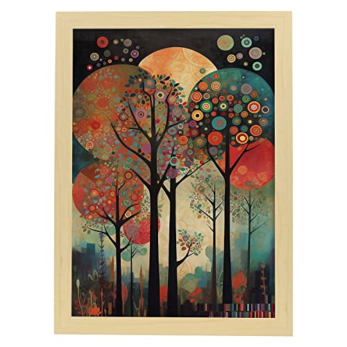 Nacnic Bäume mit dekorativem Hintergrund von Rosina Wachtmeis Poster A3 Leichter Holzrahmen von Nacnic
