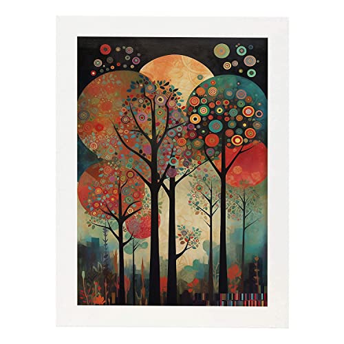 Nacnic Bäume mit dekorativem Hintergrund von Rosina Wachtmeis Poster A3 Weißer Rahmen von Nacnic