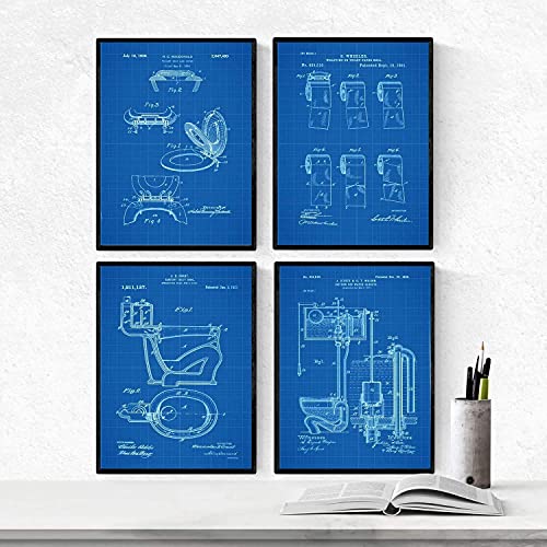 Nacnic Blau - Packung mit 4 Bögen mit Patenten des Vaters, Poster-Set mit Erfindungen und alten Patenten. Wählen Sie die Farbe, die Sie mögen. Größe A3 von Nacnic
