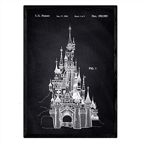 Nacnic Disney Schloss Patent Poster. Poster mit Erfindungen und alten Werkzeugen. von Nacnic
