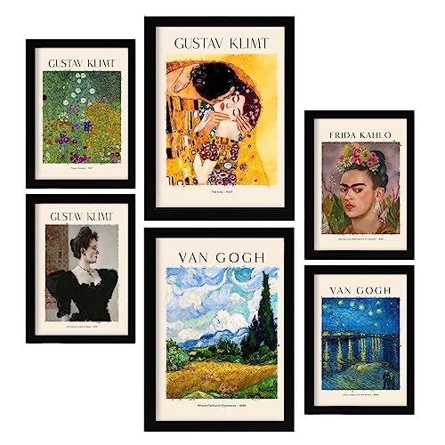 Nacnic Frida Klimt van Gogh Posterblatt. Malergalerie. Dekorative Gemälde für Ihr Wohnzimmer, Schlafzimmer, Zuhause. Wandkunstdrucke. Größen A4 und A3 von Nacnic