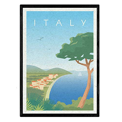 Nacnic Italien Blatt. Vintage-Stil. Poster Stadtfarben. Ad Italien Größe A3 von Nacnic