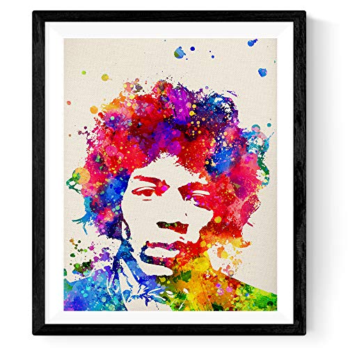 Nacnic jimi hendrix aquarell poster. Wasserfarbe stil wanddeko von berühmte persönlichkeiten in klassisches kino, musik und kindergeschichte. Verschiedene farbige bilder. Größe 30x40 cm. von Nacnic