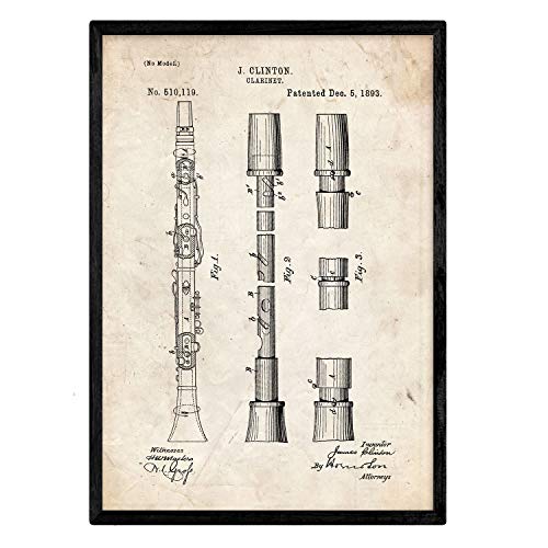 Nacnic Klarinette Patent Poster. Poster mit Erfindungen und alten Werkzeugen. Nacnic Klarinette Patent Poster. Poster mit Erfindungen und alten Werkzeugen. von Nacnic