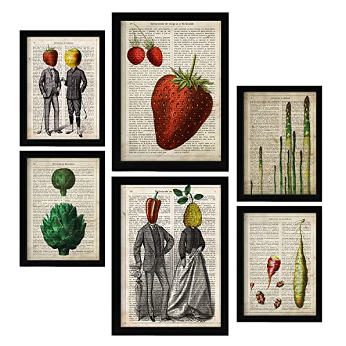 Nacnic Küche Postern. Vintage Papier Stil Plakate mit Enzyklopädie Hintergründen. Obst und Gemüse, gesunder Lebensstil. Innenarchitektur und Dekoration. A4 & A3. von Nacnic