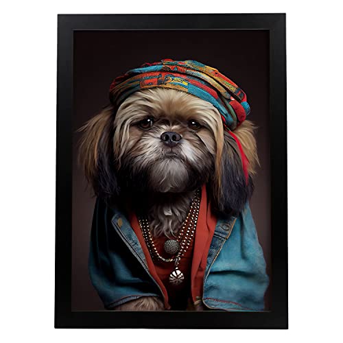 Nacnic Lhasa Apso in voller Farbe Fotostil. Lustige realistische Illustrationen von Tieren in menschlicher Kleidung. Innenarchitektur und Dekoration. A3. von Nacnic