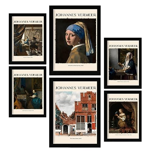 Nacnic Poster 6 set of Johannes Vermeer Sammlung von Kunstwerken, Dekorative Bilder für Ihr Wohnzimmer, Schlafzimmer, Zuhause. Wandkunst-Drucke. A4 and A3 von Nacnic