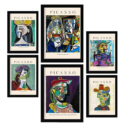 Nacnic Poster 6 set of Picasso Sammlung von Kunstwerken, Dekorative Bilder für Ihr Wohnzimmer, Schlafzimmer, Zuhause. Wandkunst-Drucke. A4 and A3 von Nacnic