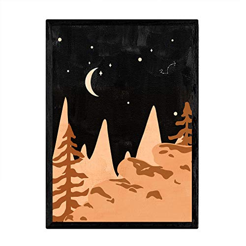 Nacnic Poster Bilder der Natur. Zeichnungen mit Motiven von Landschaften in Brauntönen. Blatt mit Illustrationen von Bergen, Pflanzen und Flüssen. 'Nature 19'. A4-Format Nacnic Poster Bilder der Natur. Zeichnungen mit Motiven von Landschaften in Brauntönen. Blatt mit Illustrationen von Bergen, Pflanzen und Flüssen. 'Nature 19'. A4-Format von Nacnic