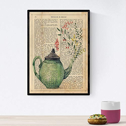 Nacnic Poster Frucht mit Text. Kunstdruck Tee-Zeit mit Bildern der gesunden Ernährung mit Definitionen. A4-Format von Nacnic
