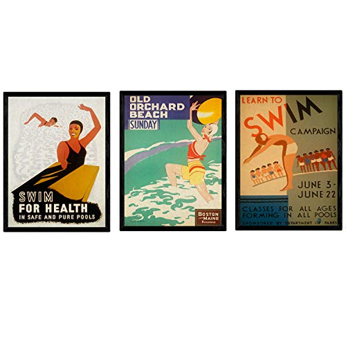 Nacnic Poster Jahrgang. Alte Plakate mit Anzeigen. Vintage Poster Schwimmen lernen. A4-Format Nacnic Poster Jahrgang. Alte Plakate mit Anzeigen. Vintage Poster Schwimmen lernen. A4-Format von Nacnic