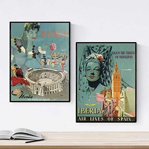 Nacnic Poster Jahrgang. Poster, die Welt der Werbung. Vintage Spain zwei Blätter. A4-Format von Nacnic